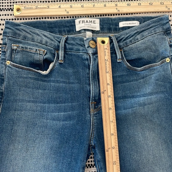Frame le crop mini boot jeans with darker denim accents chic and sexy sz 27 - Picture 5 of 10